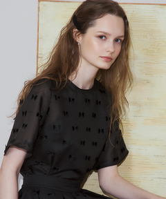 リボン刺繍Ｔブラウス