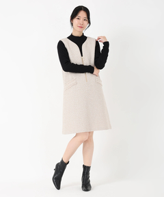 ツイードフロントジップジャンパースカート