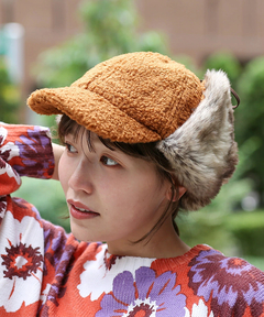 ボア×フェイクファーフライトキャップ
