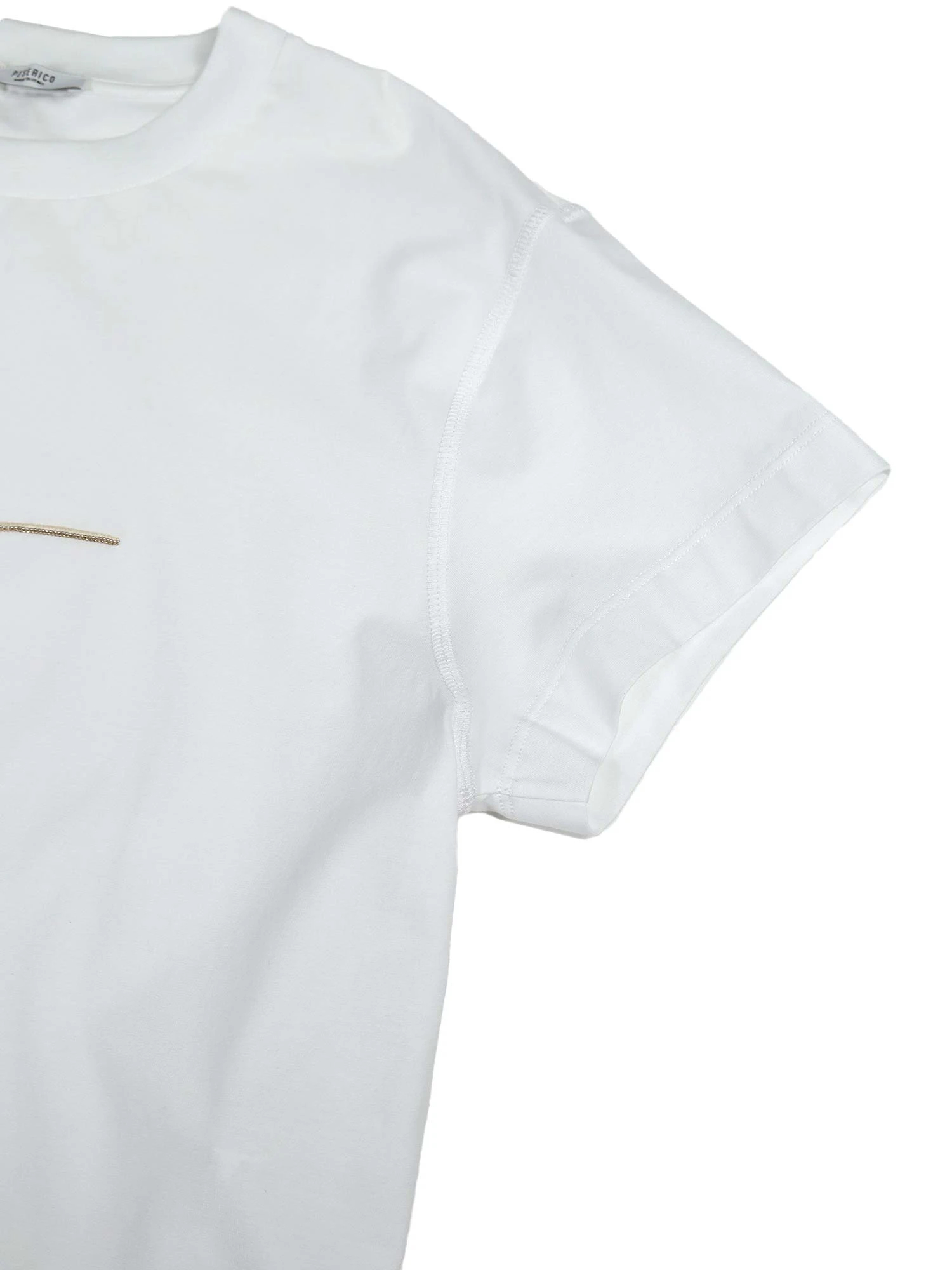 PESERICO ボールチェーン　Tシャツ　サイズ42 フロントボールチェーンロゴ飾りコットンTシャツ / PESERICO