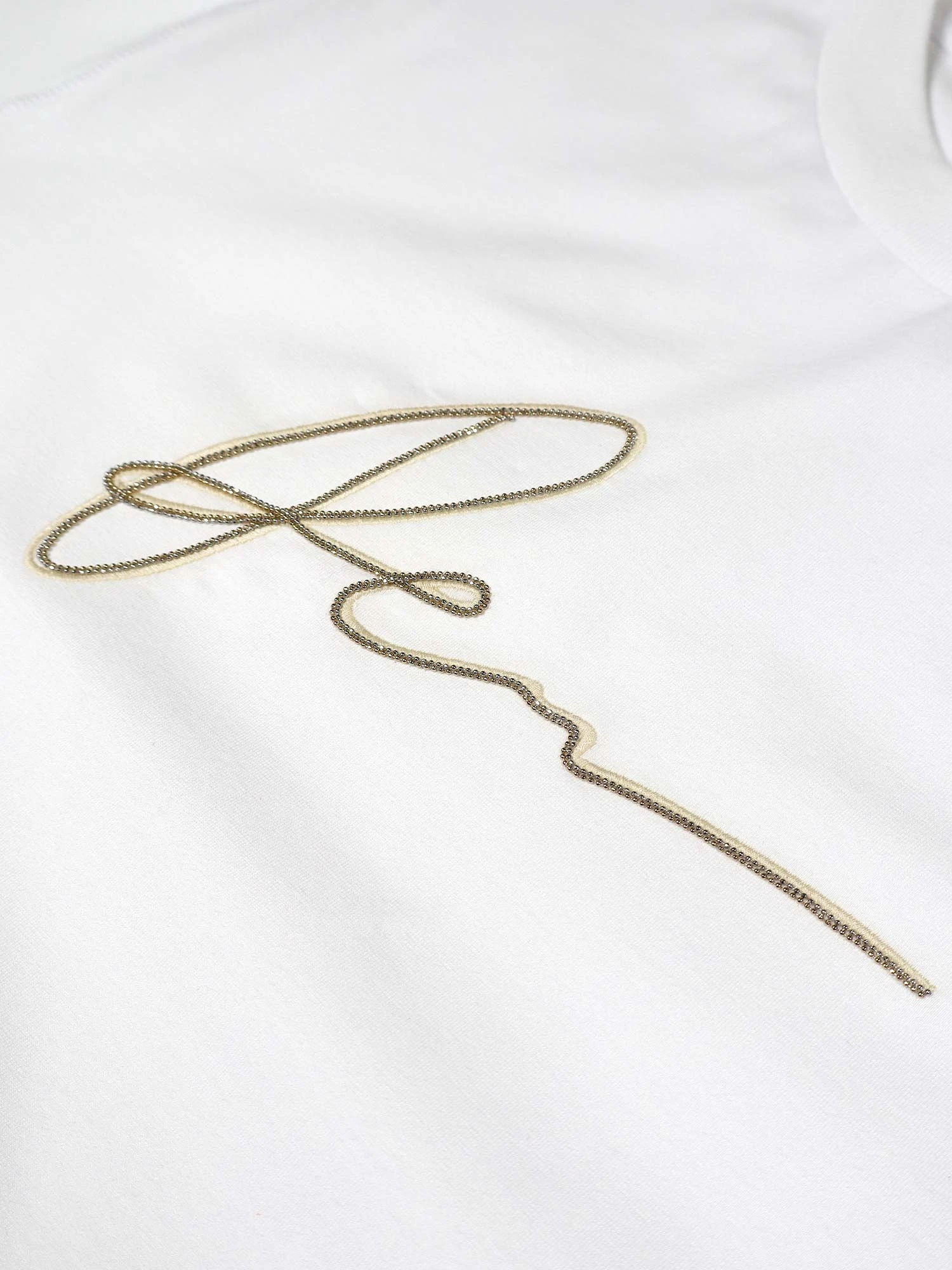 PESERICO ボールチェーン　Tシャツ　サイズ42 フロントボールチェーンロゴ飾りコットンTシャツ / PESERICO