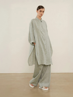 【売り切り御免！】 麻100％ワイド幅ロングシャツ PESERICO（ペセリコ）｜woollen / トップス