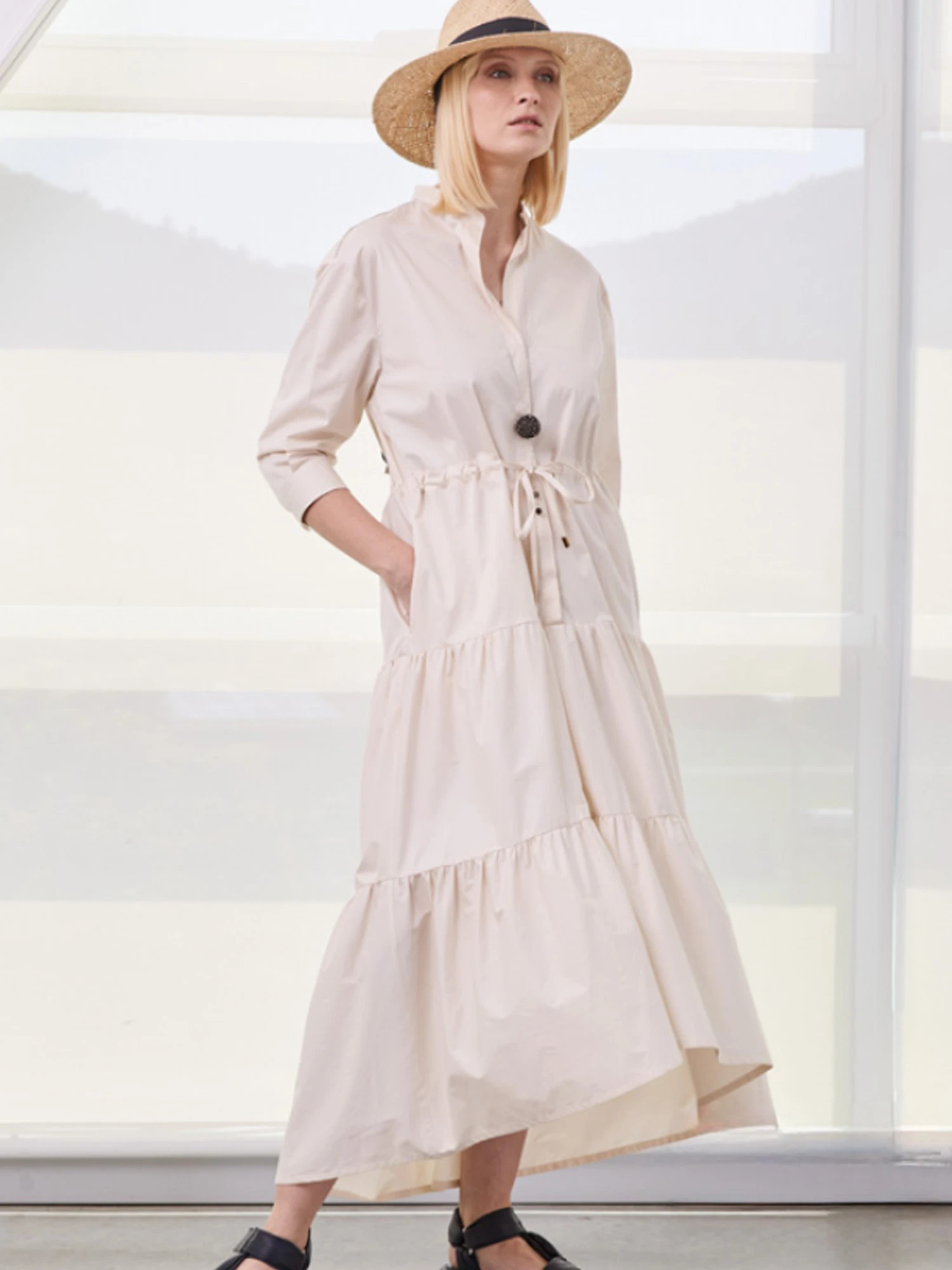 ティアードコットン五分袖ワンピース / PESERICO（ペセリコ）｜woollen  