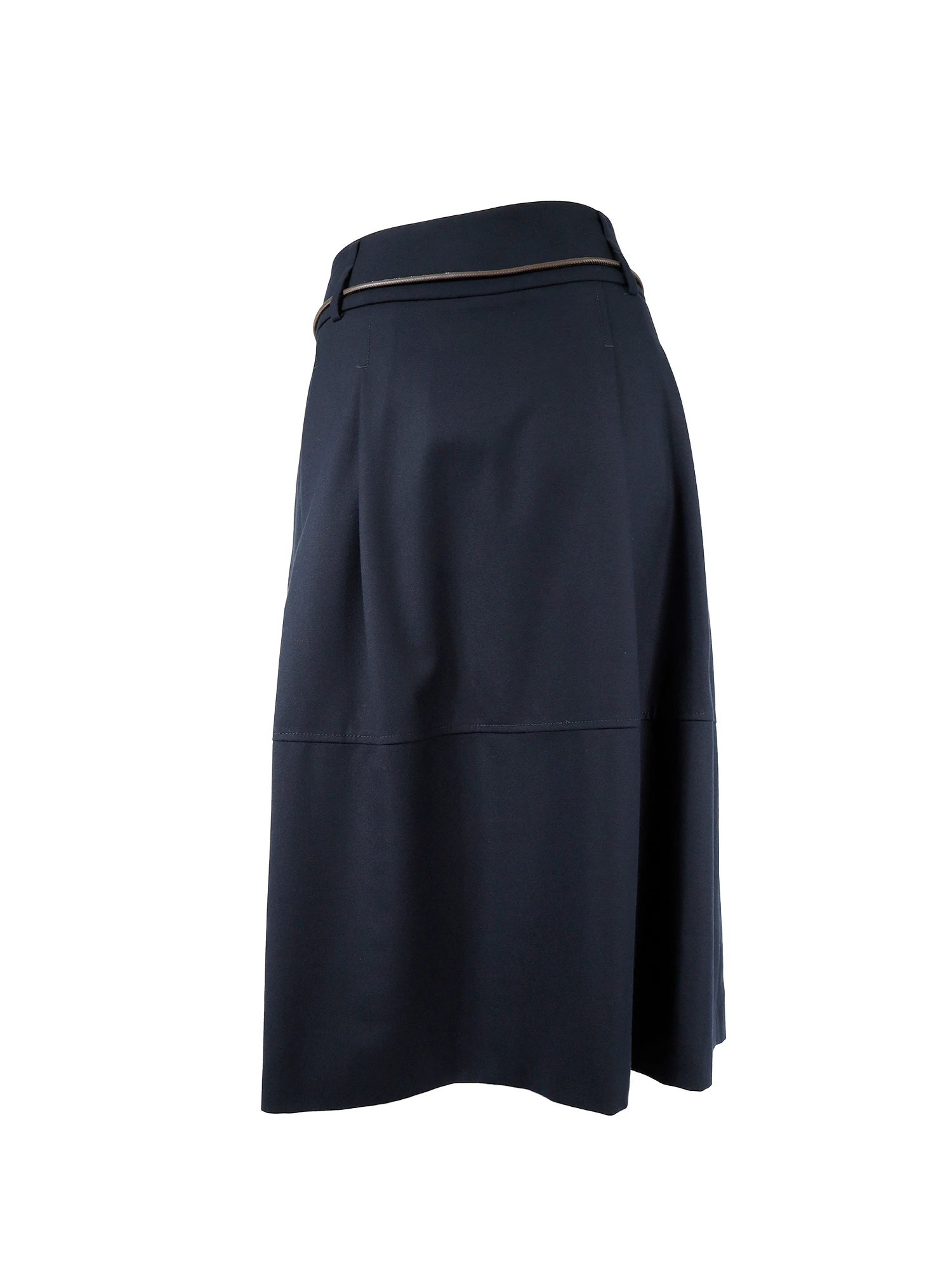 ウエストヨーク切り替え2タック牛革ベルトスカート / PESERICO