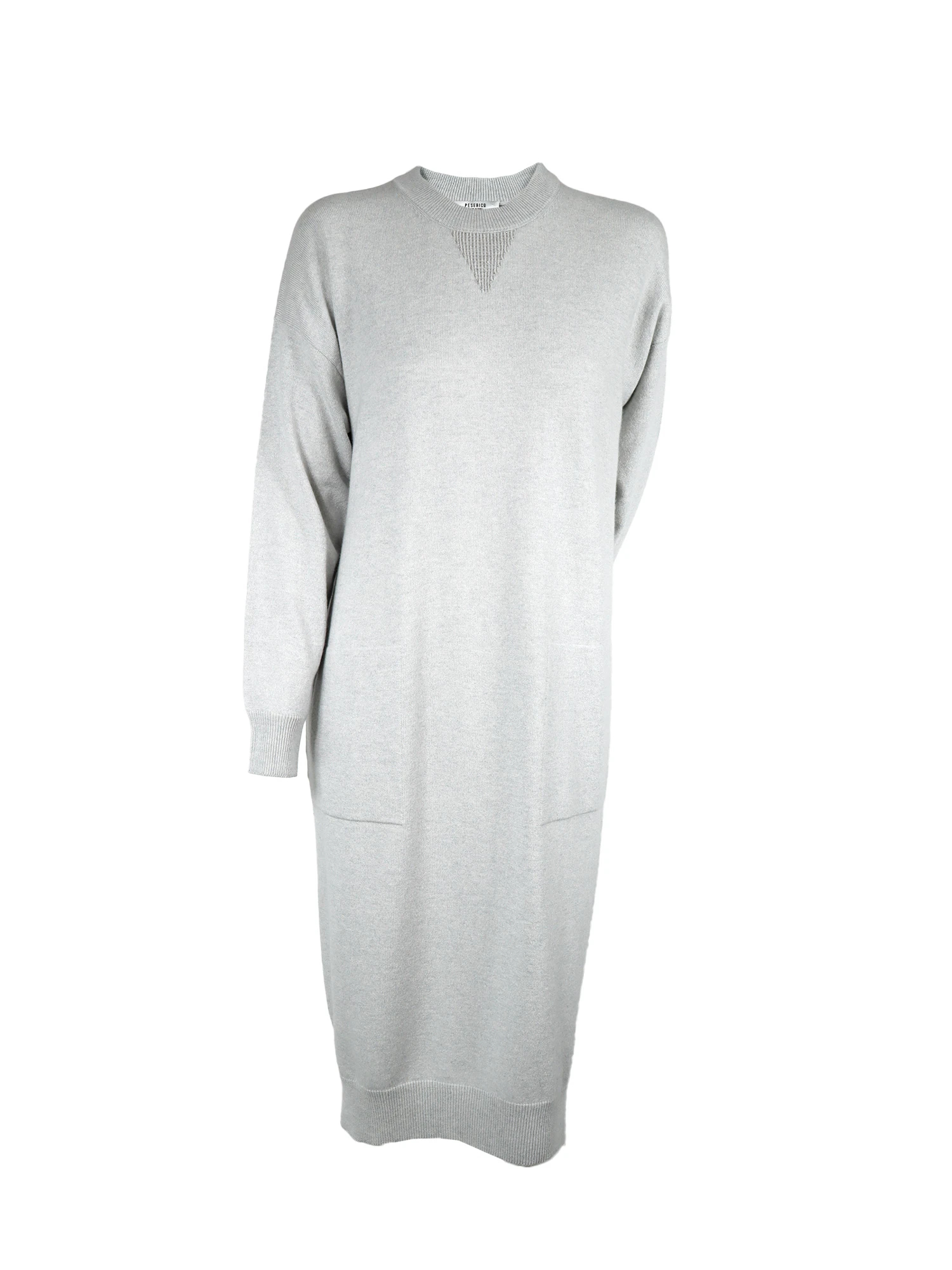 Vガゼットボールチェーンウールシルクカシミヤニットワンピース