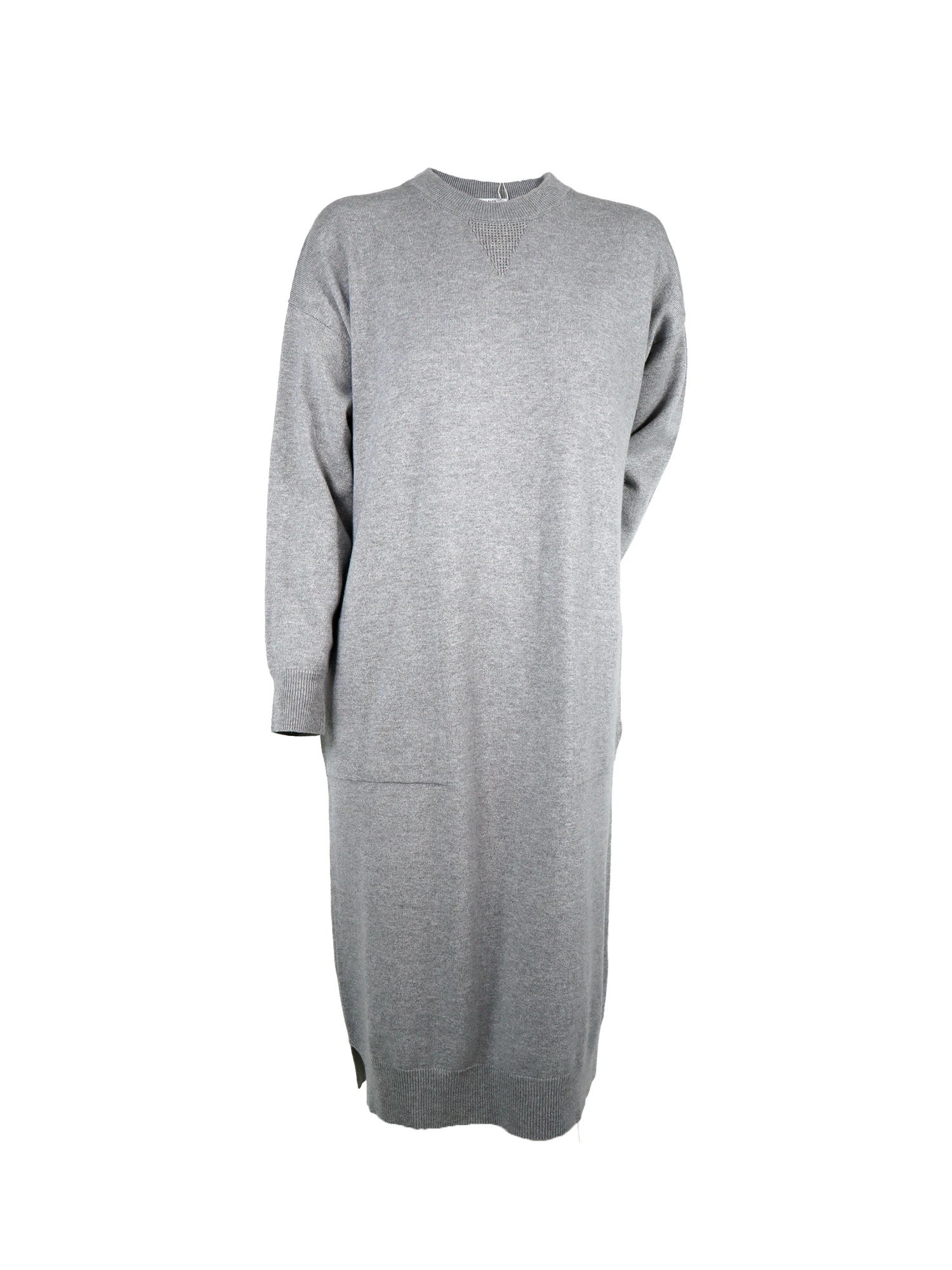 Vガゼットボールチェーンウールシルクカシミヤニットワンピース