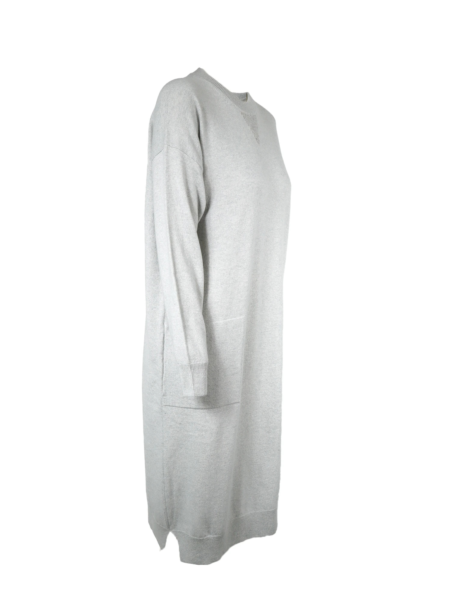 Vガゼットボールチェーンウールシルクカシミヤニットワンピース