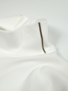 PESERICO(ペセリコ) |ハイネックボールチェーン飾りコットンリブカットソー