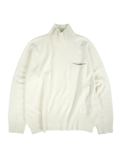 PESERICO(ペセリコ) |ポケットボールチェーン装飾ウールシルクカシミヤハイネックニット