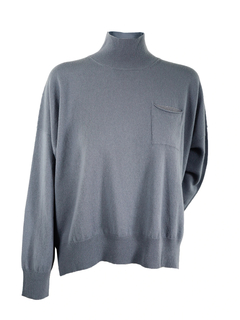 PESERICO(ペセリコ) |ポケットボールチェーン装飾ウールシルクカシミヤハイネックニット