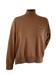 PESERICO(ペセリコ) |ポケットボールチェーン装飾ウールシルクカシミヤハイネックニット