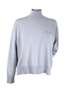 PESERICO(ペセリコ) |ポケットボールチェーン装飾ウールシルクカシミヤハイネックニット