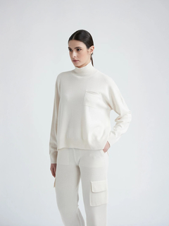 PESERICO(ペセリコ) |ポケットボールチェーン装飾ウールシルクカシミヤハイネックニット