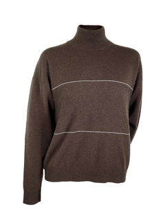 PESERICO(ペセリコ) |ウールシルクカシミヤ編み目切り替えデザインハイネックニット