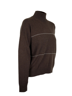 PESERICO(ペセリコ) |ウールシルクカシミヤ編み目切り替えデザインハイネックニット