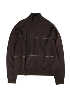 PESERICO(ペセリコ) |ウールシルクカシミヤ編み目切り替えデザインハイネックニット