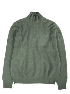 PESERICO(ペセリコ) |ポケット編み込みボールチェーン装飾ウールシルクカシミヤハイネックニット