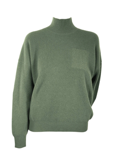 PESERICO(ペセリコ) |ポケット編み込みボールチェーン装飾ウールシルクカシミヤハイネックニット