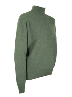 PESERICO(ペセリコ) |ポケット編み込みボールチェーン装飾ウールシルクカシミヤハイネックニット