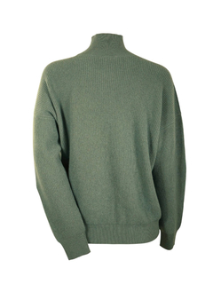 PESERICO(ペセリコ) |ポケット編み込みボールチェーン装飾ウールシルクカシミヤハイネックニット