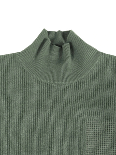 PESERICO(ペセリコ) |ポケット編み込みボールチェーン装飾ウールシルクカシミヤハイネックニット