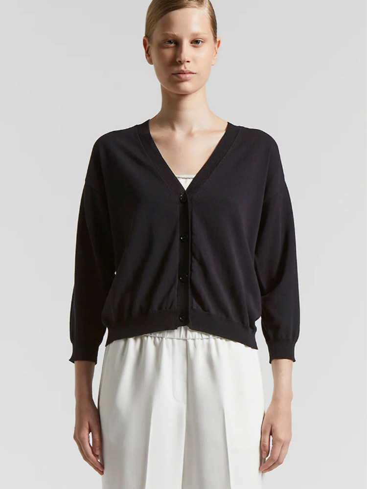 PESERICO(ペセリコ) |Vネック七分袖コットンニットカーディガン