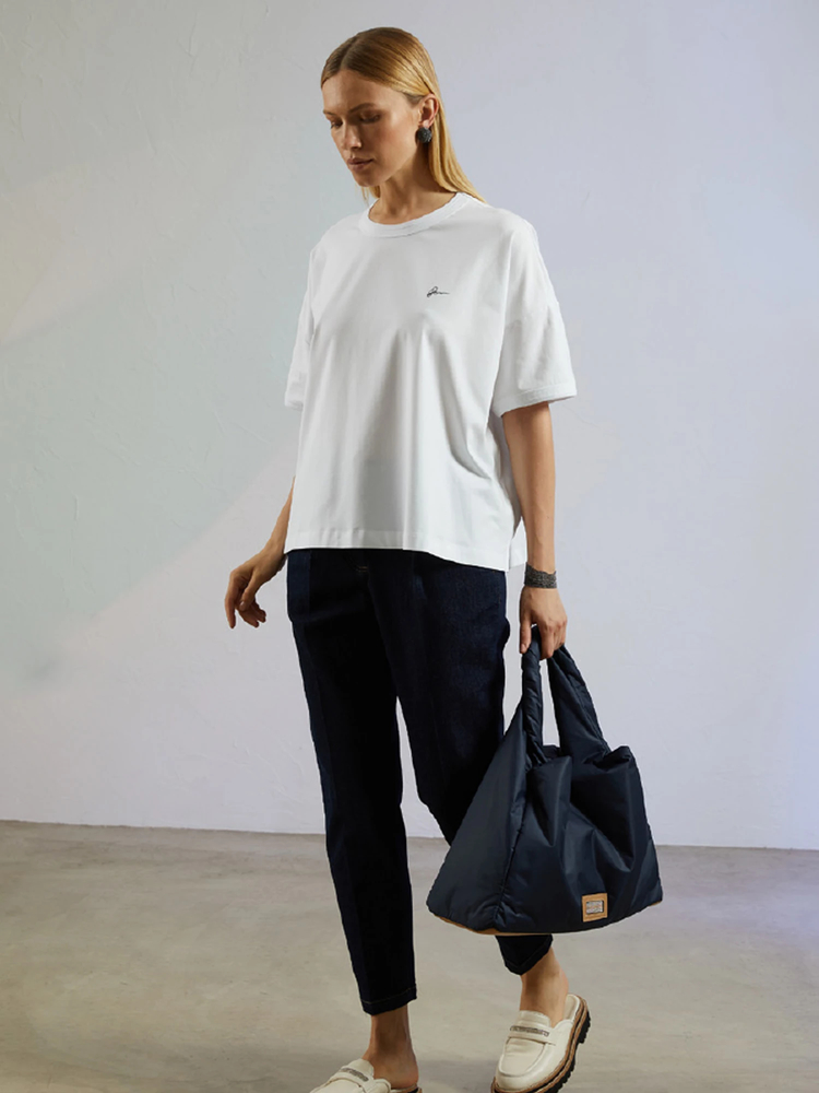 PESERICO(ペセリコ) |ラメロゴワンポイントコットンTシャツ