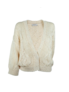 PESERICO(ペセリコ) |スパンコールヤーンコットンVネックショートカーディガン