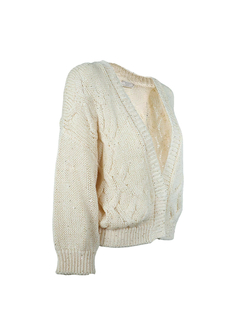 PESERICO(ペセリコ) |スパンコールヤーンコットンVネックショートカーディガン