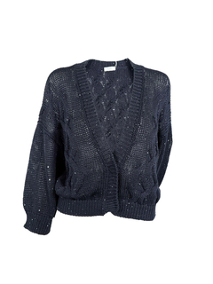 PESERICO(ペセリコ) |スパンコールヤーンコットンVネックショートカーディガン