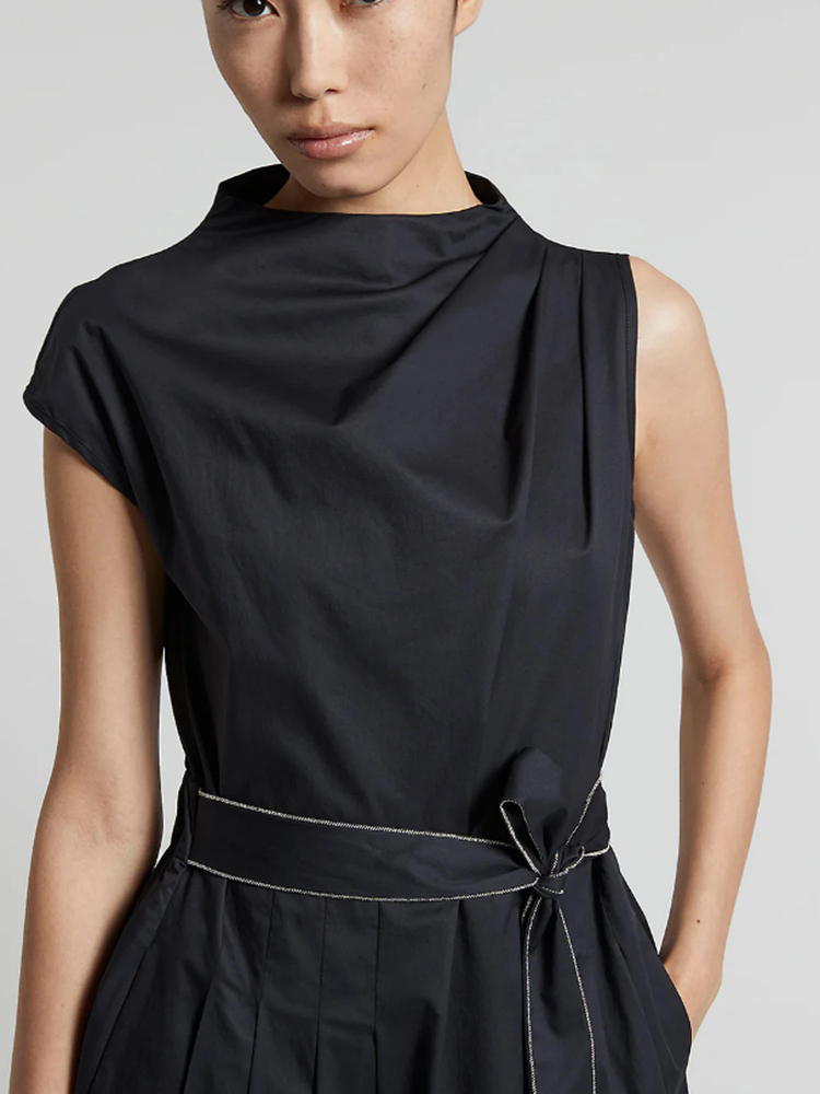 PESERICO(ペセリコ) |コットンストレッチアシンメトリーデザインワンピース