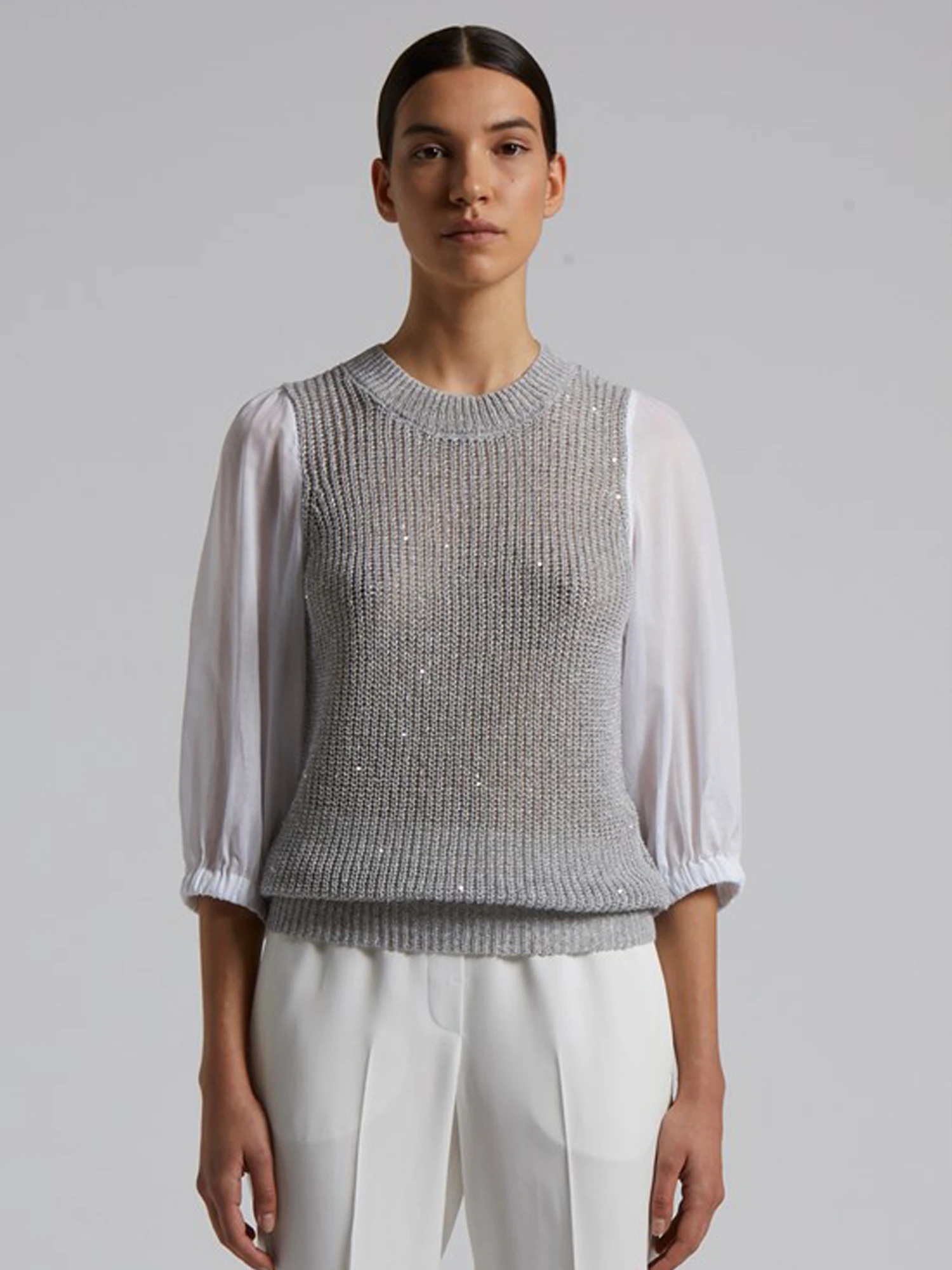 ペゼリコ　グレーハイネックニットワンピース　40 ペセリコグレー ハイネック ニットワンピース40