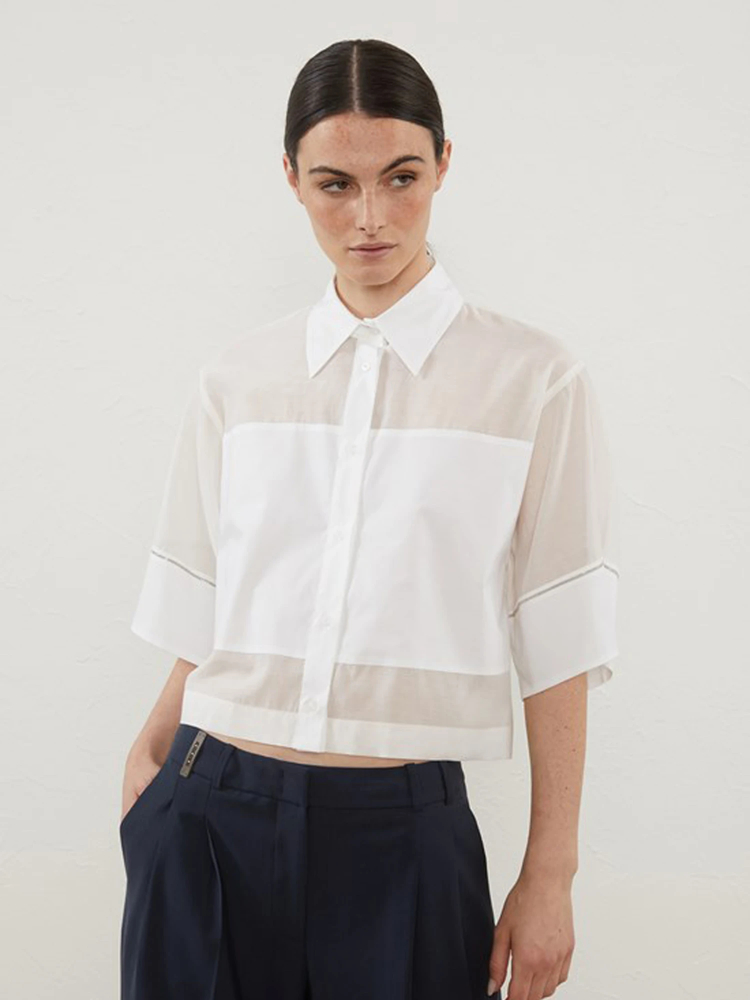 PESERICO(ペセリコ) |シースルー七分袖ブラウス