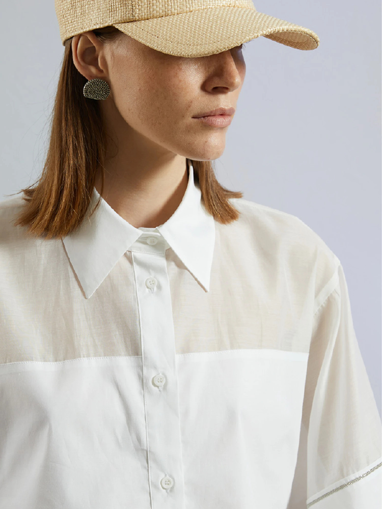 PESERICO(ペセリコ) |シースルー七分袖ブラウス