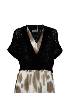 PESERICO(ペセリコ) |スパンコールヤーンコットンニットボレロ