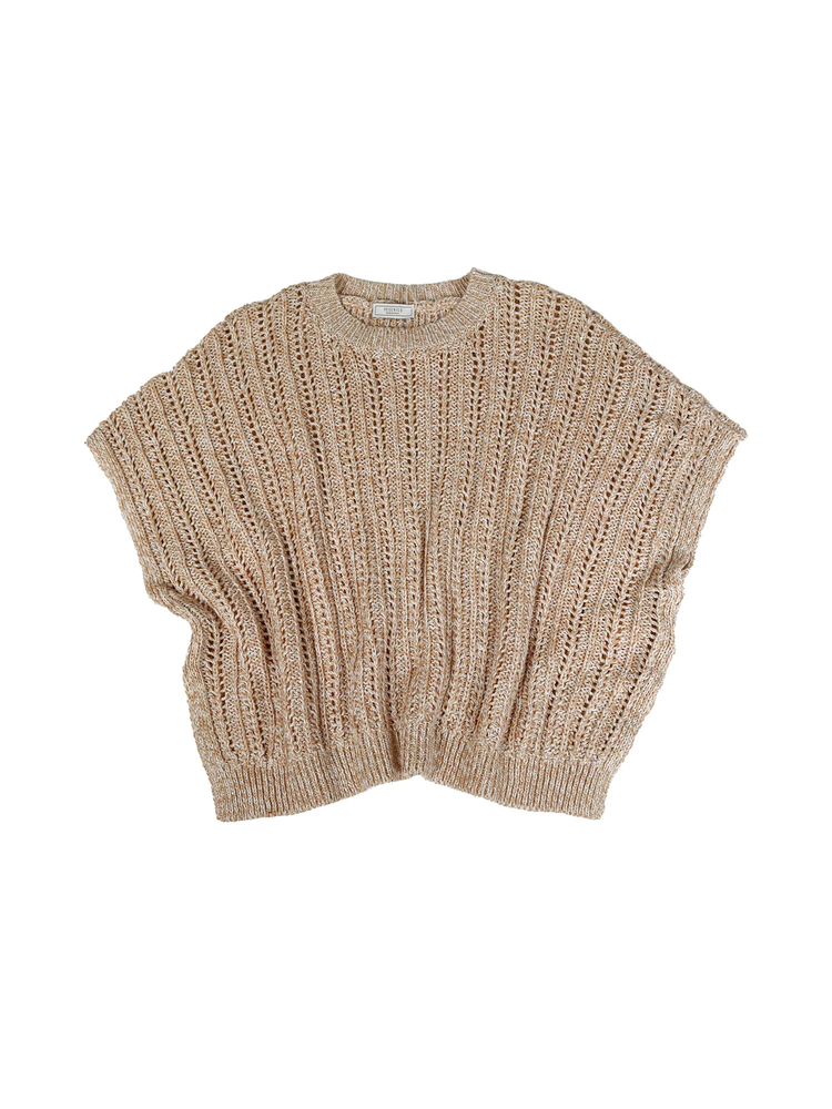 PESERICO(ペセリコ) |スパンコールヤーンフレンチスリーブコットンニット