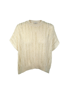 PESERICO(ペセリコ) |スパンコールヤーンフレンチスリーブコットンニット