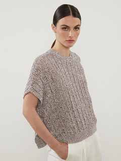 PESERICO(ペセリコ) |スパンコールヤーンフレンチスリーブコットンニット