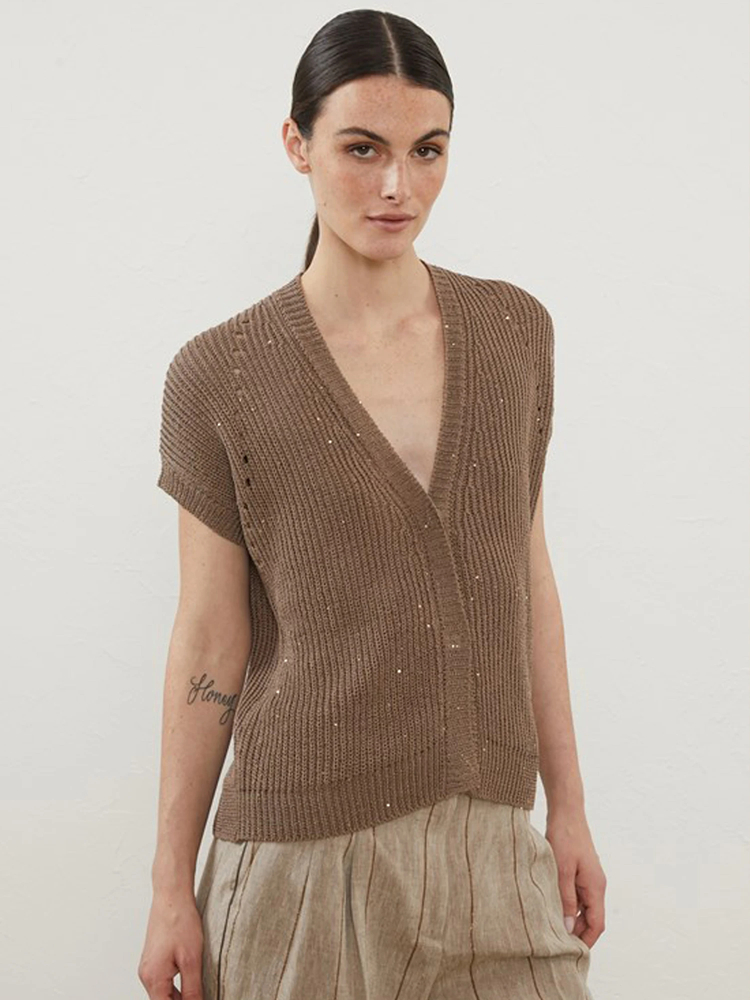 PESERICO(ペセリコ) |コットンスパンコールヤーンフレンチカーディガン