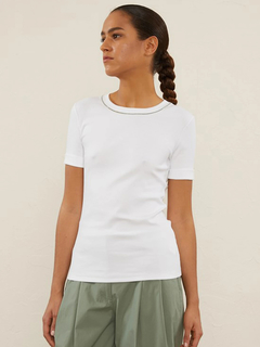 PESERICO(ペセリコ) |コットンリブターンナップスリーブカットソー