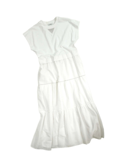 PESERICO(ペセリコ) |コットンジャージー×ガーゼスカートのコンビワンピース