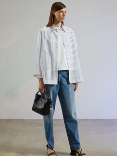 PESERICO(ペセリコ) |比翼仕立てストライプコットンシャツ