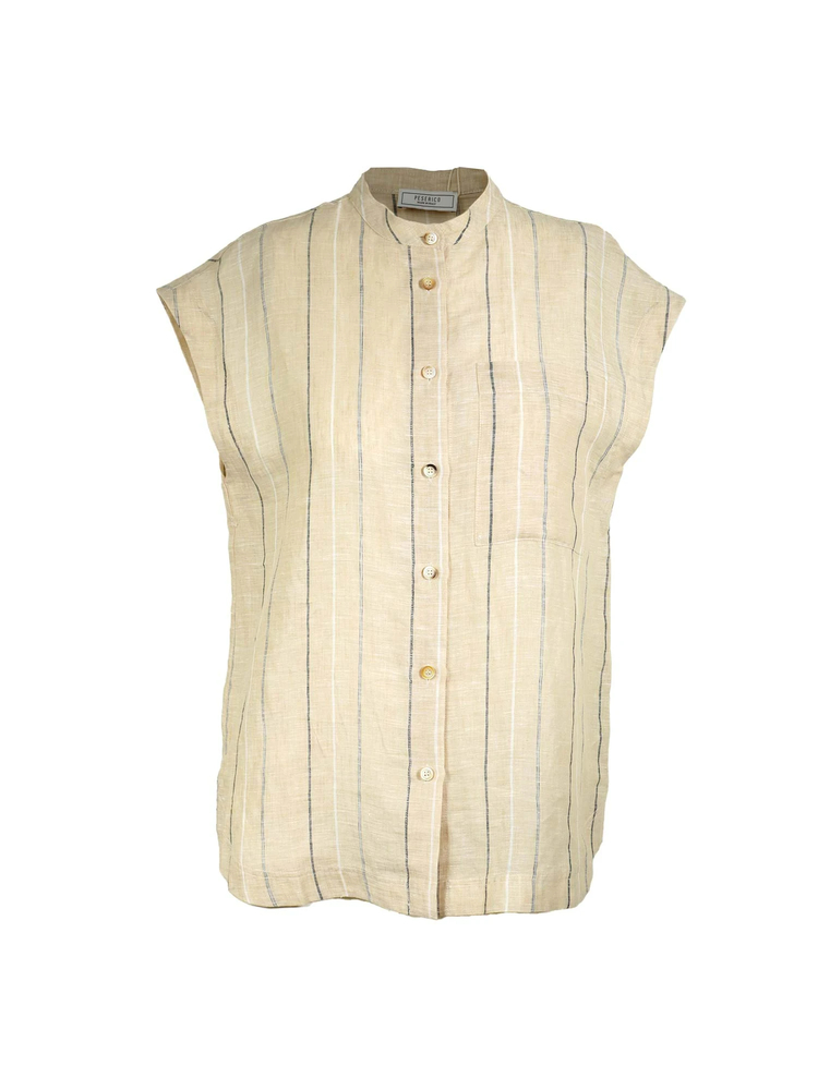 PESERICO(ペセリコ) |ストライプ地フレンチスリーブシャツ