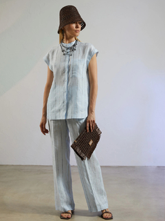 PESERICO(ペセリコ) |ストライプ地フレンチスリーブシャツ