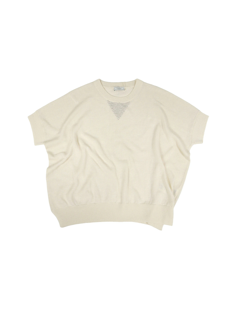 PESERICO(ペセリコ) |麻綿ワイドシルエットフレンチスリーブニット