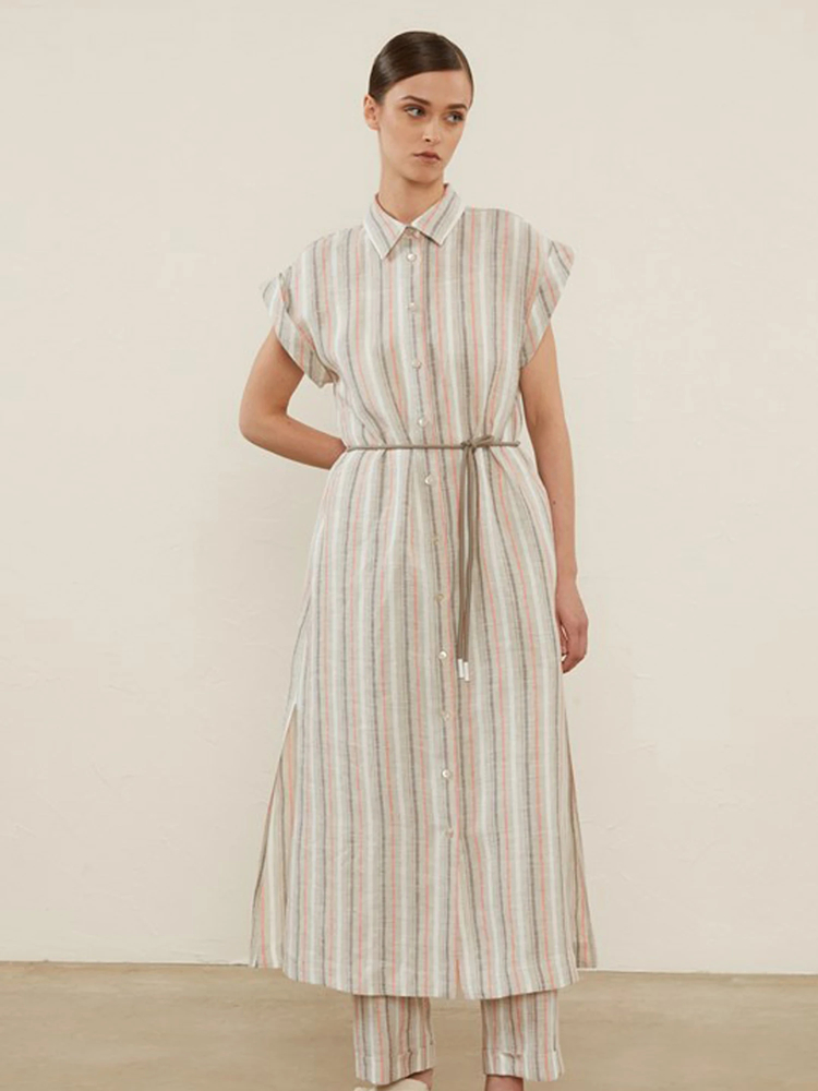 PESERICO(ペセリコ) |ストライプ地フレンチスリーブシャツ