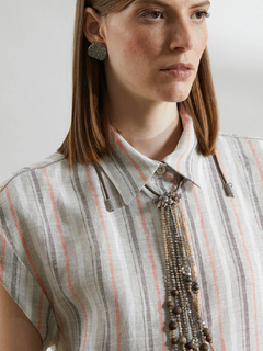 PESERICO(ペセリコ) |ストライプ地フレンチスリーブシャツ