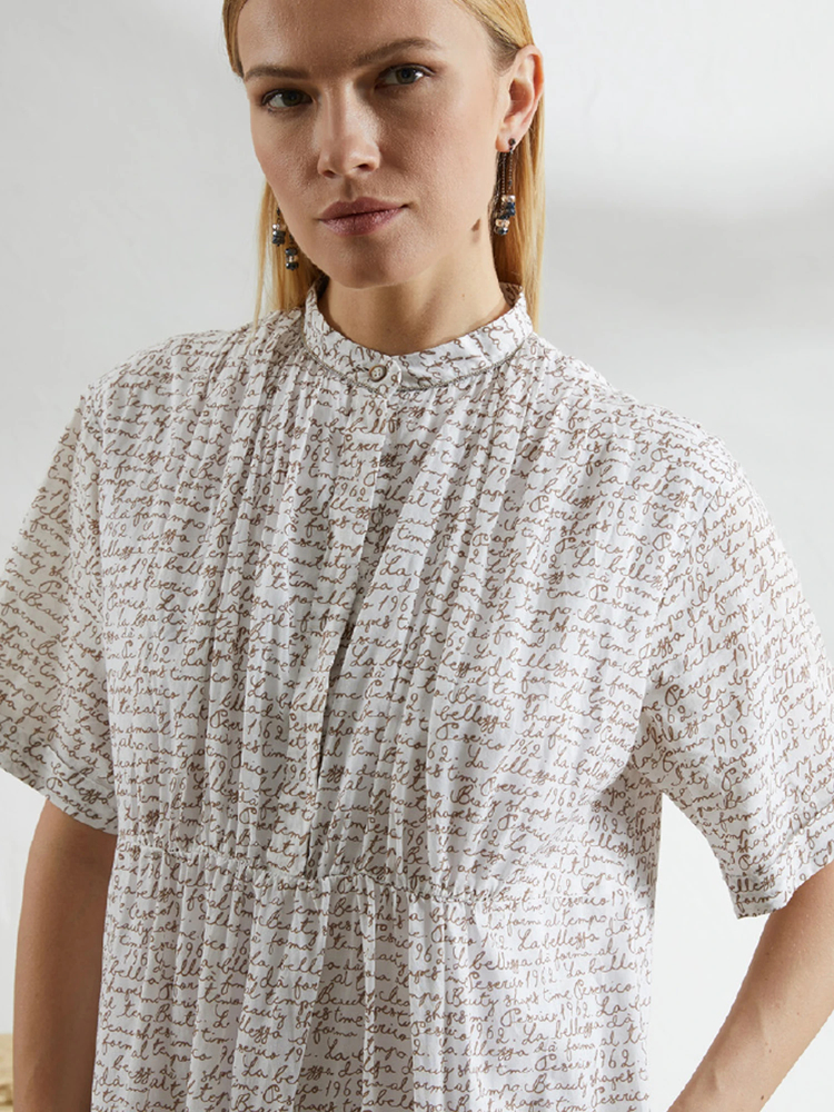 PESERICO(ペセリコ) |コットンライティングプリント半袖ワンピース