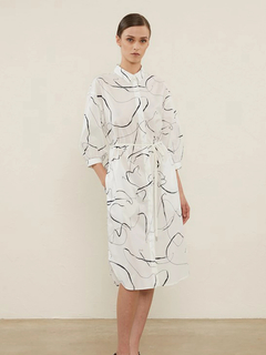 PESERICO(ペセリコ) |コットンプリント地七分袖シャツワンピース