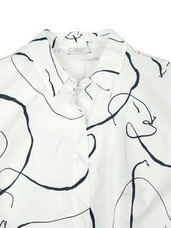 PESERICO(ペセリコ) |コットンプリント地七分袖シャツワンピース